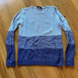 Color Blocked Blue Knit Long Sleeve